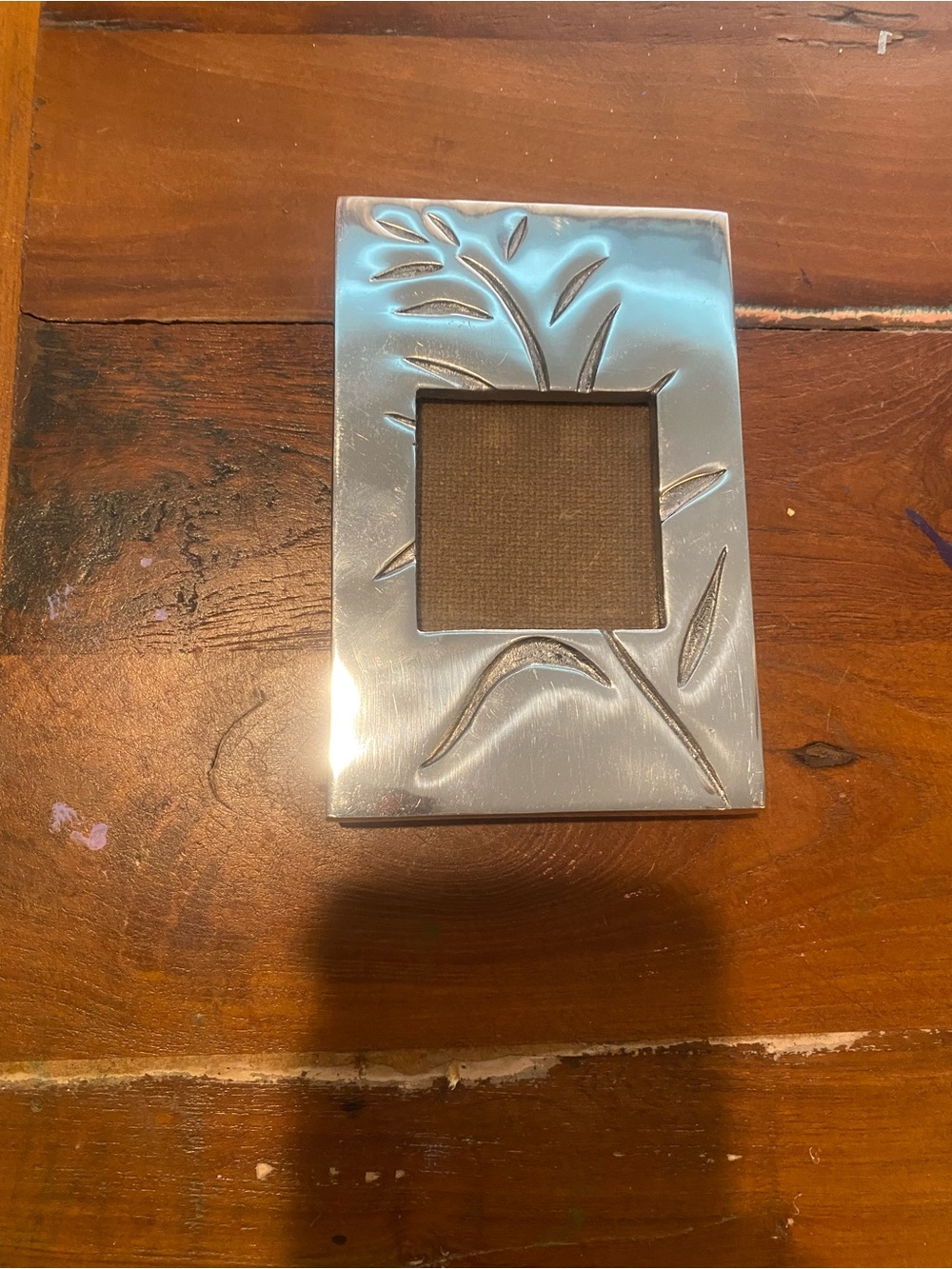 Decorative Silver Leaf-Accent Metal Picture Frame - Modern Shine